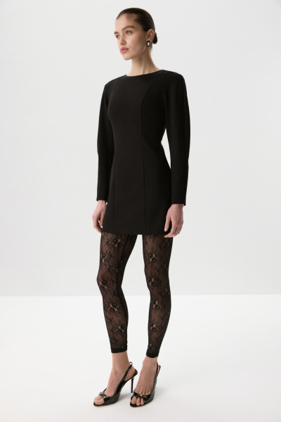 Платье мини с длинным рукавом (Черный) (M) 