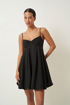 Платье баллон на лямках (черный)