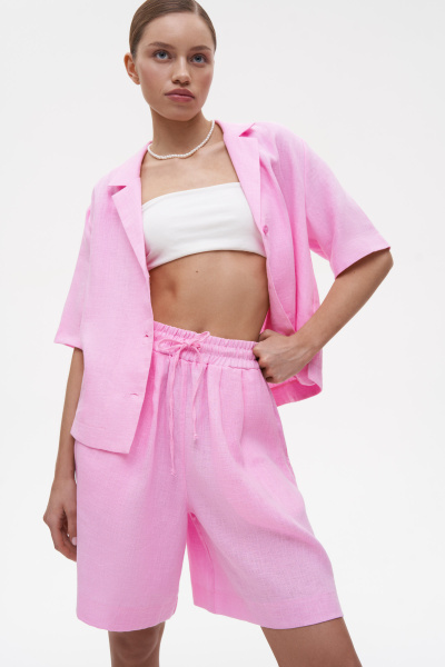 Шорты на резинке изо льна (XS/S, барби) 2169