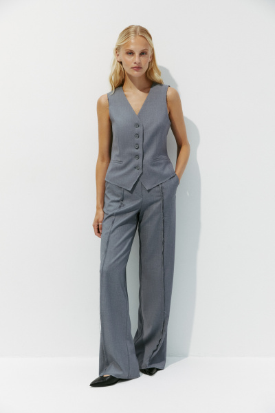 Жилет прямой в гранжевом стиле (серый меланж) (XS) 