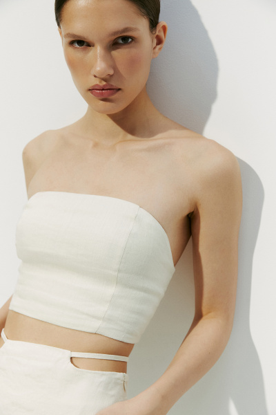 Топ силуэтный изо льна (XS, кремовый) 