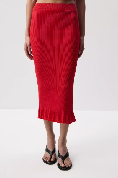 Юбка с ажурным рисунком (Красный) (M)