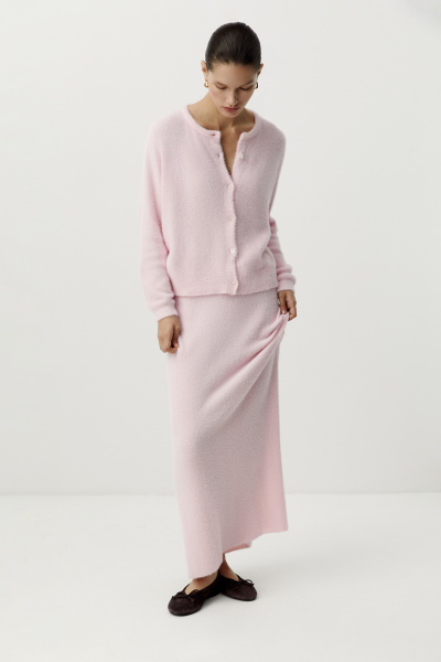 Юбка макси из пушистой пряжи (светло-розовый) (M/L) 