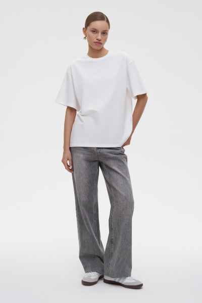 Футболка оверсайз из хлопка (XS/S, молочный) 