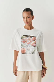 Футболка с принтом Vegetables (молочный)