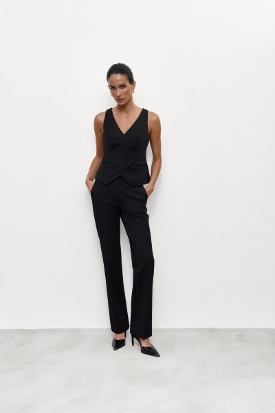 Жилет из костюмной ткани (XS, черный) 