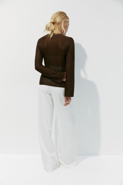 Джемпер фактурной вязки из вискозы (XS, шоколадный) 2774