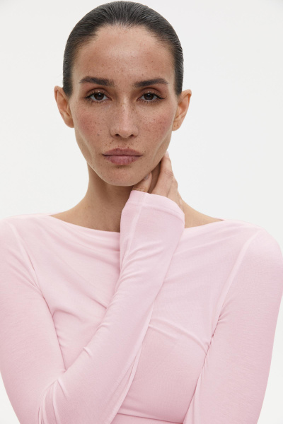 Лонгслив со сборкой из вискозы (розовый) (XS)