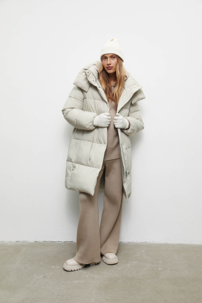 Полупальто утепленное/ Women's padded semi coat (XS, бежевый/beige) 