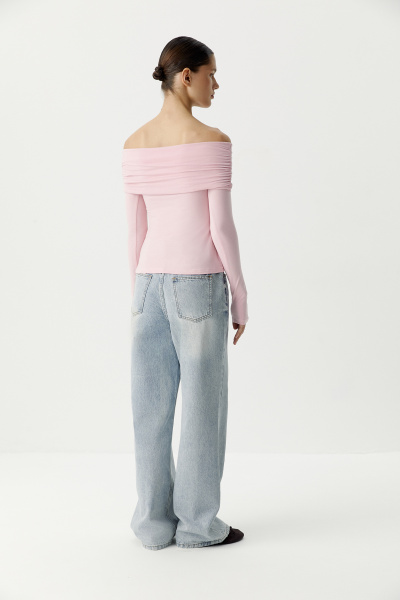 Лонгслив трикотажный с драпировкой на плечах (барби) (XS) 