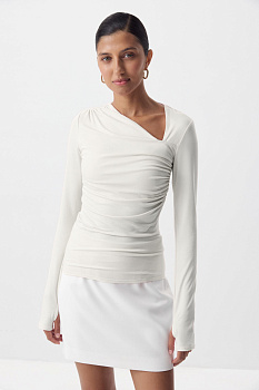 Лонгслив с асимметричной горловиной (ванильный)