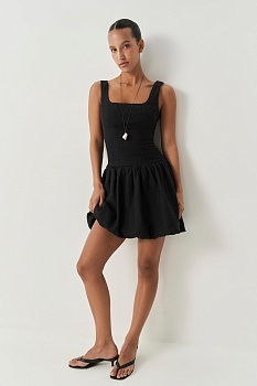 Платье баллон изо льна (черный)