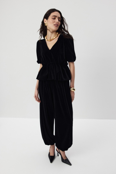 Брюки-шаровары из бархата (Черный) (XS/S) 