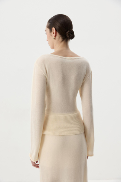 Лонгслив с шарфом (Кремовый) (S) 