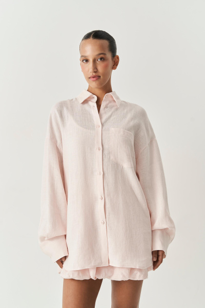 Рубашка с длинным рукавом изо льна (M/L, светло-розовый) 2556