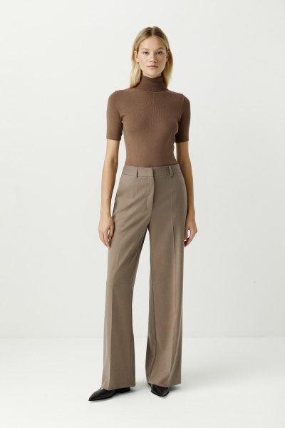 Брюки из костюмной ткани (светло-коричневый меланж) (XS) 
