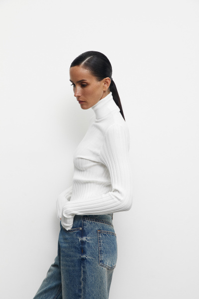 Водолазка вязаная базовая (XS, молочный)