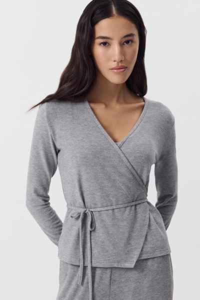 Кардиган с завязками из мягкого трикотажа (Серый) (M) 