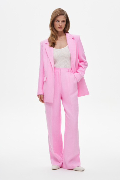 Брюки из льняной ткани (S, розовый) 2128