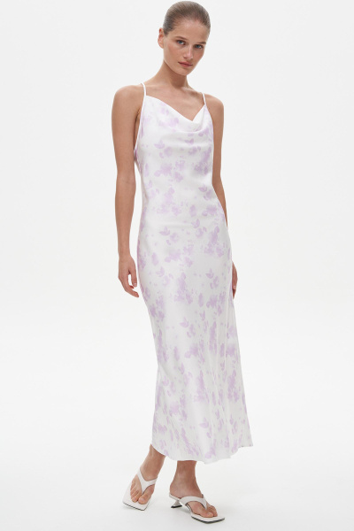 Платье комбинация с драпировкой на груди, лавандовый (L) 