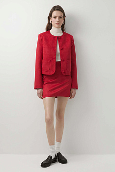 Юбка мини из замши (красный)