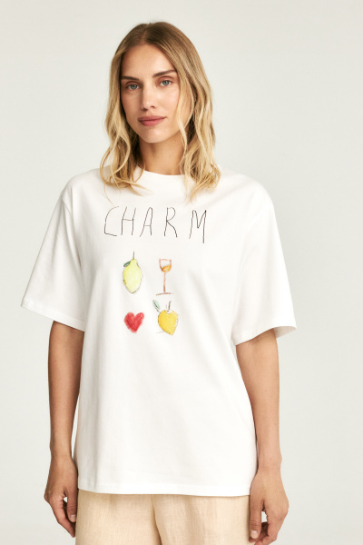 Футболка с принтом CHARM (молочный) (one size) 