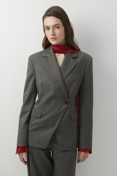 Пиджак однобортный приталенный (темно-серый меланж) (L)
