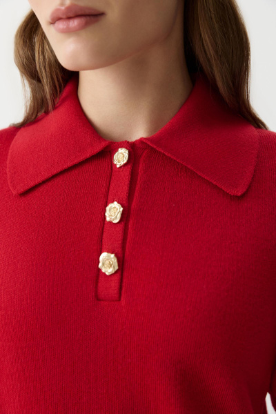 Футболка-поло вязаная (Красный) (M) 