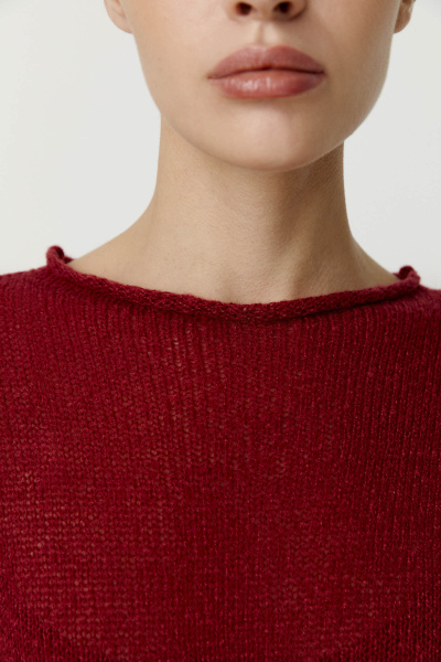 Платье макси ажурной вязки (бордовый) (M/L) 