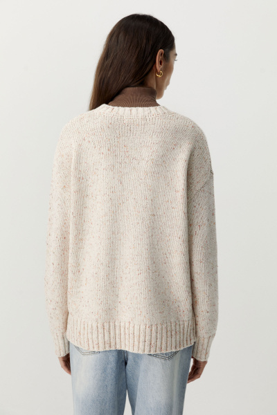 Джемпер вязаный из твидовой пряжи с шерстью (молочный) (XS/S) 