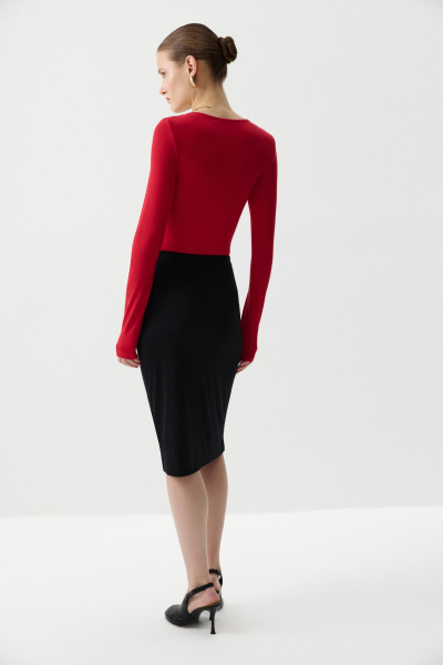 Боди из вискозы с длинным рукавом (Алый) (S) 