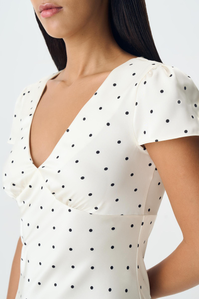 Платье из сатина в горох (ванильный) (XS)