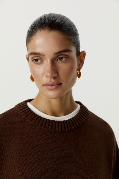 Свитер оверсайз из хлопка (one size, шоколадный) 