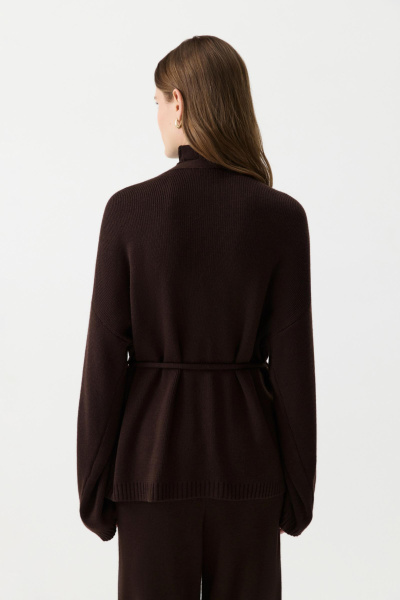 Кардиган из шерсти с поясом (Шоколадный) (M/L) 