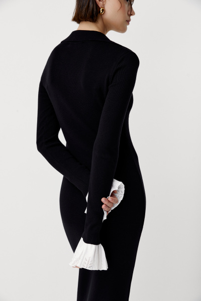 Платье вязаное со съемными манжетами (черный) (M) 