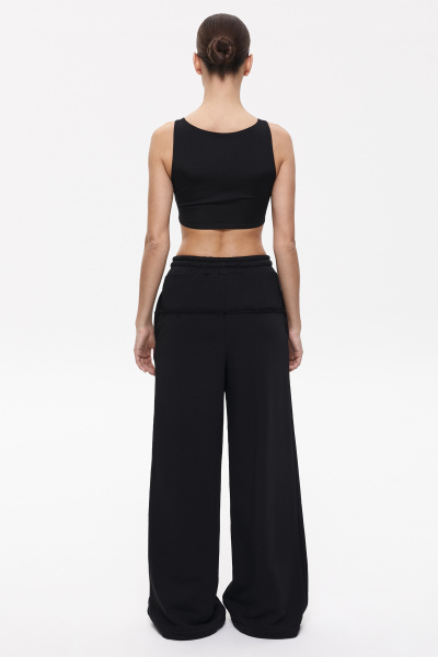 Широкие брюки с необработанными швами (L, черный) 2159