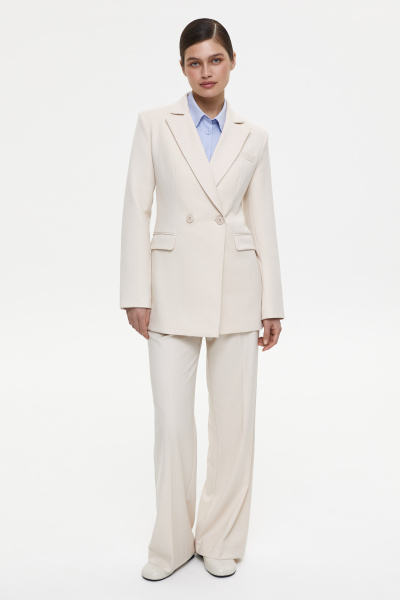 Пиджак приталенный двубортный (L, светло-бежевый) 2870