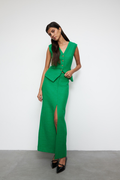 Юбка макси из твида (S, травяной) 