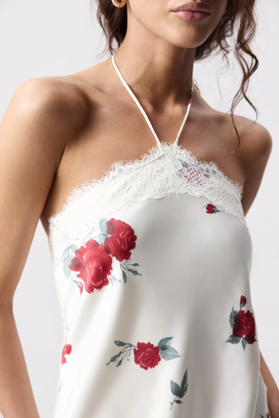 Платье макси с кружевом (Цветы на молочном) (XS) 