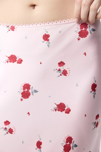 Юбка годе из сатина (Цветы на светло-розовом) (S) 