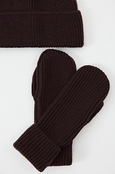 Варежки из шерсти мериноса (Шоколадный)