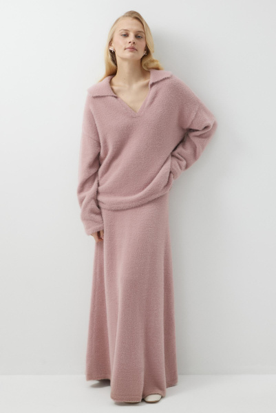 Джемпер поло из пушистой пряжи (розовый) (XS/S) 