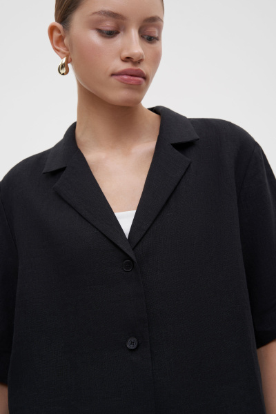 Рубашка с коротким рукавом изо льна (XS/S, черный) 2159