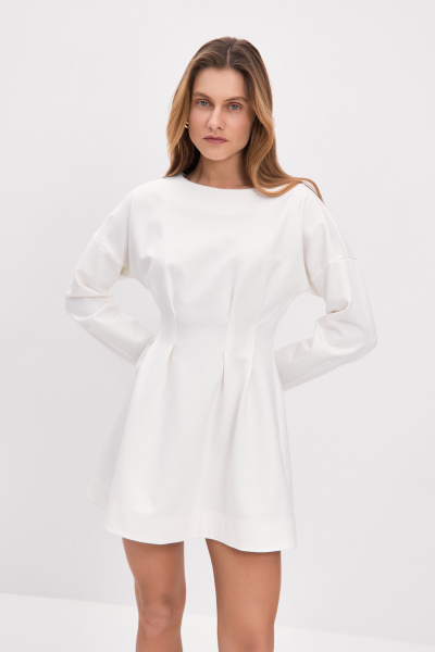 Платье мини приталенного силуэта (молочный) (XS)
