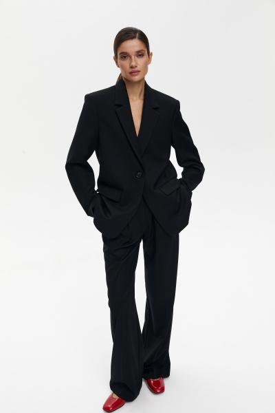 Брюки прямые из костюмной ткани (XXS, черный) 