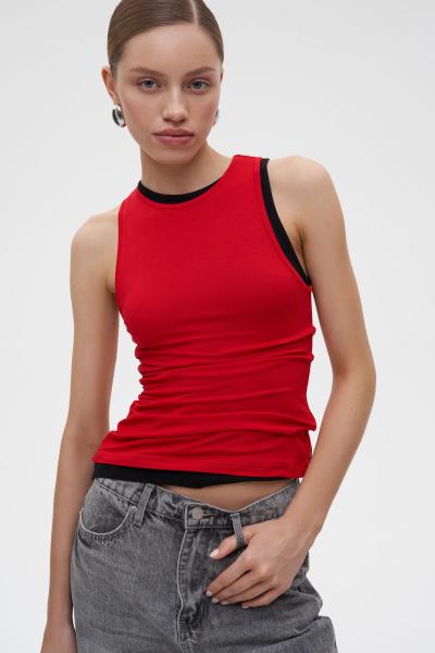 Топ из вискозы (S, алый) 2202
