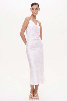 Платье комбинация с драпировкой на груди, розовый