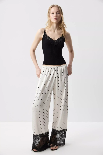 Брюки с кружевом (Горох на молочном) (M/L) 