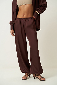 Джоггеры из сатина (коричневый)