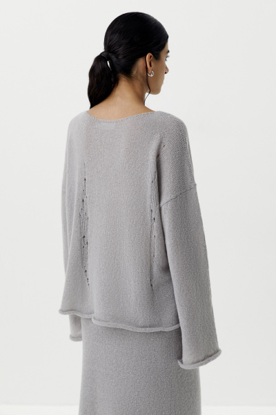Джемпер оверсайз с гранжевым эффектом (светло-серый) (M/L) 